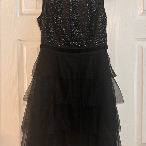 Black Sequin Tiered Cocktail Dress - Picture 1 of 7